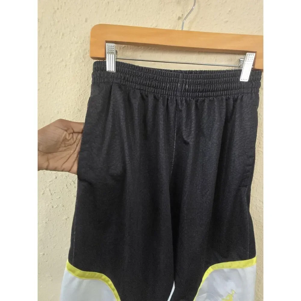 Vintage Jordan Men's Athletic Basketball Shorts, Black White Yellow, Size Small